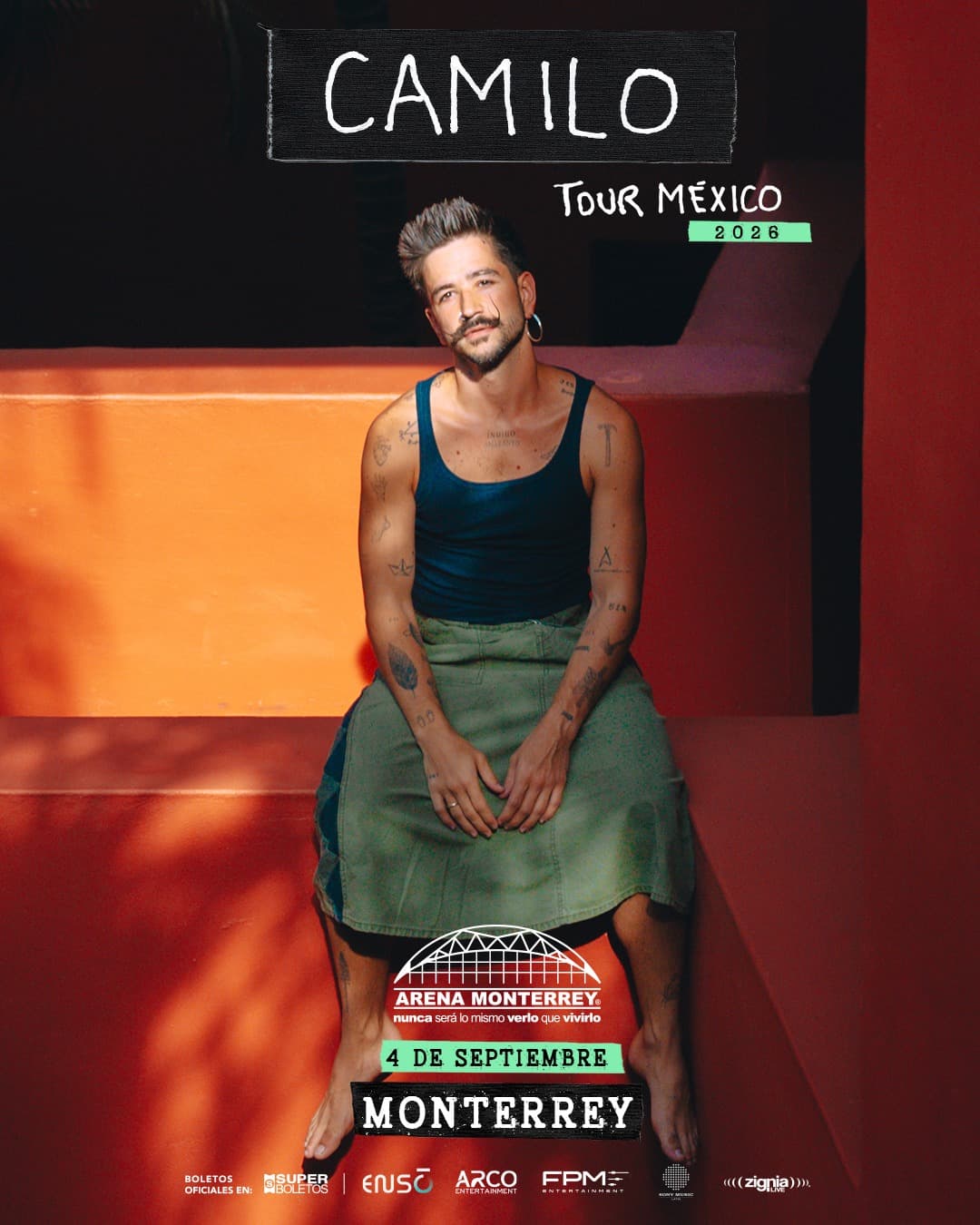 Concierto Camilo en Arena Monterrey — 4 de septiembre, 2026