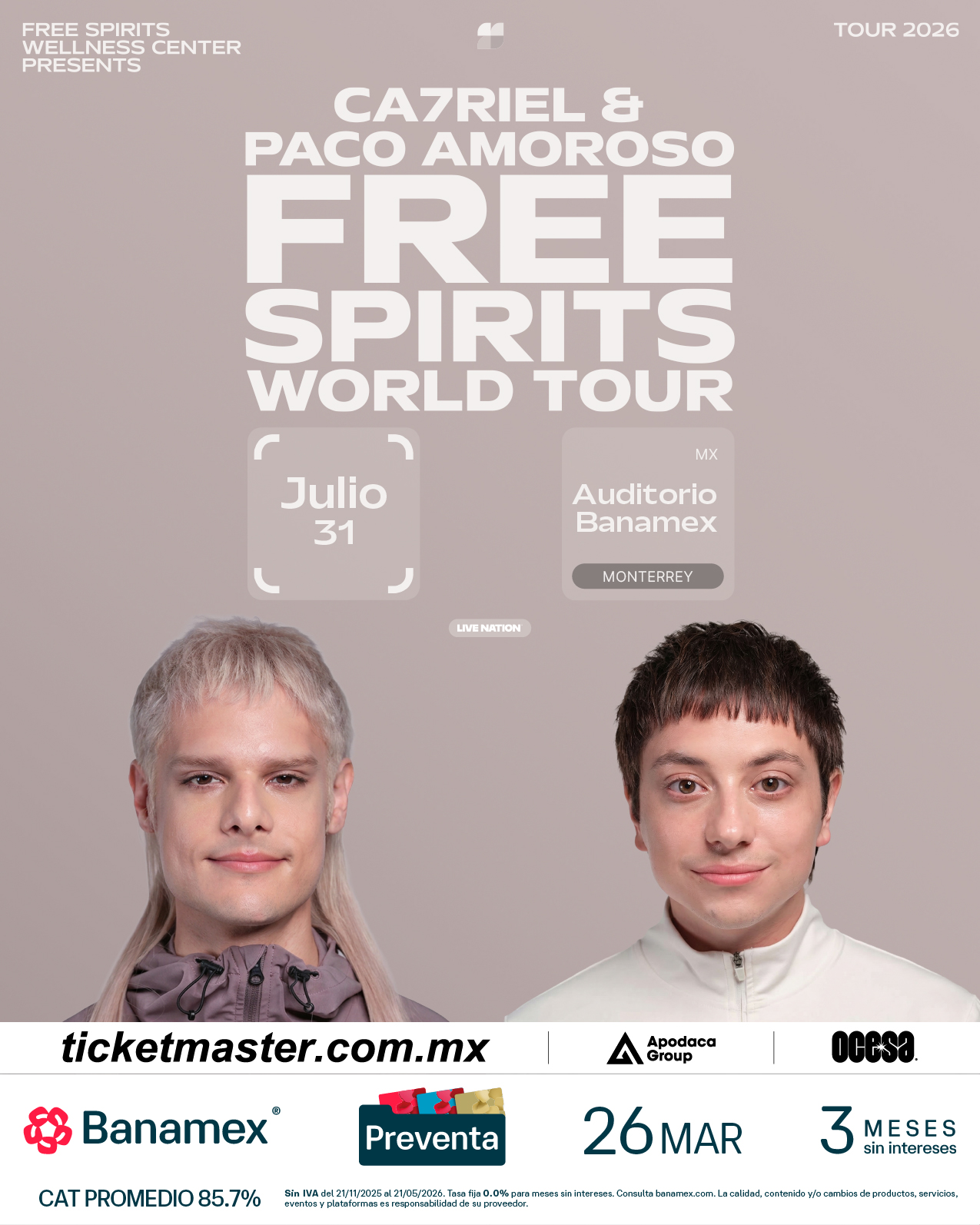 Concierto Ca7riel & Paco Amoroso en Monterrey